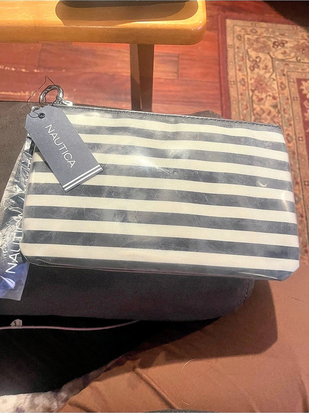 Nautica Striped Cosmetic Pouch in Blue & White Like New